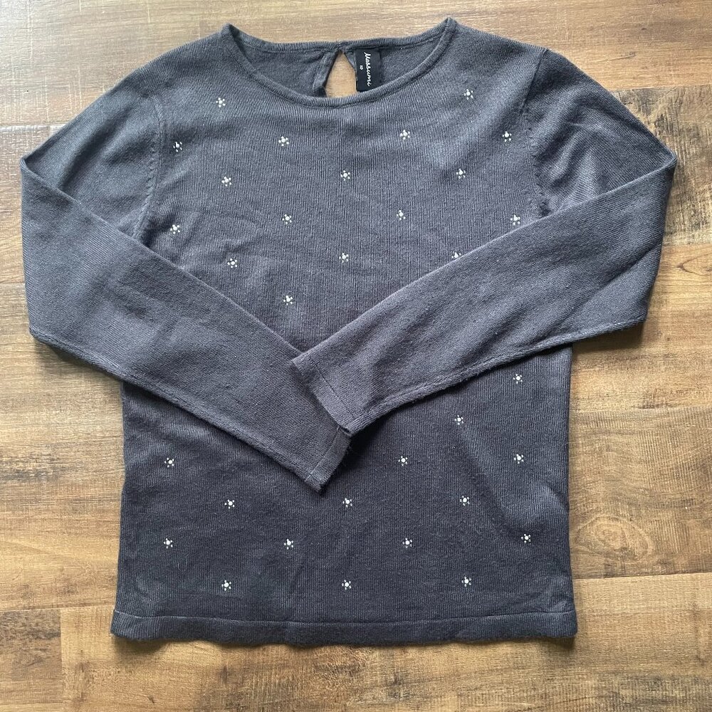 Massimi Gray‎ Sweater with Beaded Detail – Size 10
